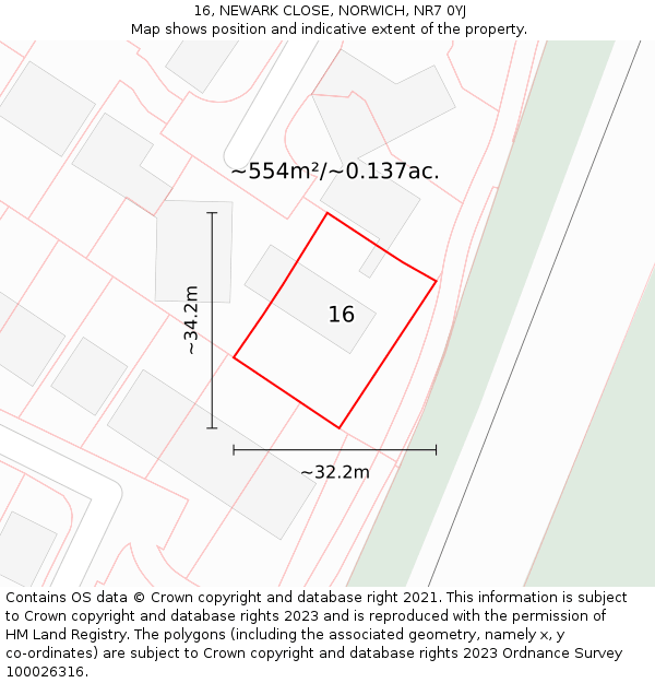 16, NEWARK CLOSE, NORWICH, NR7 0YJ: Plot and title map