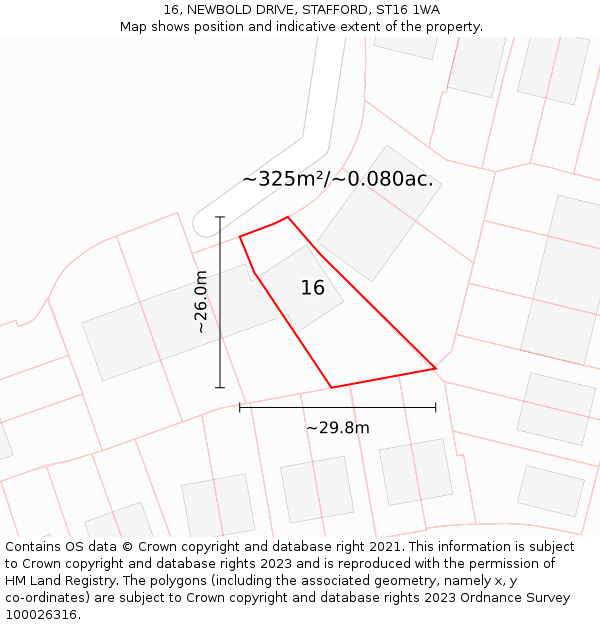 16, NEWBOLD DRIVE, STAFFORD, ST16 1WA: Plot and title map