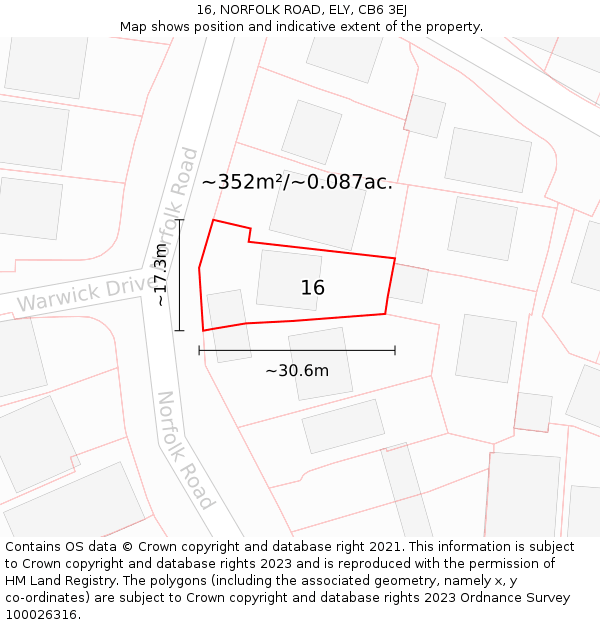 16, NORFOLK ROAD, ELY, CB6 3EJ: Plot and title map