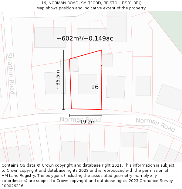 16, NORMAN ROAD, SALTFORD, BRISTOL, BS31 3BQ: Plot and title map