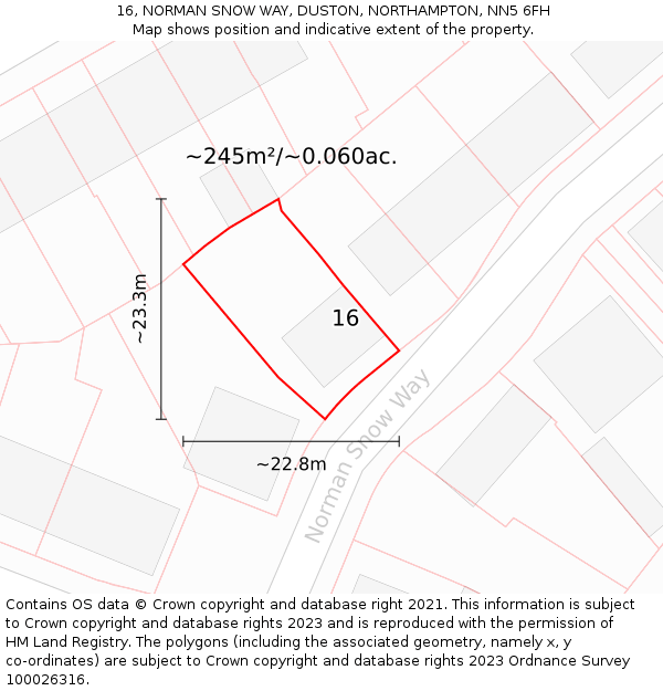16, NORMAN SNOW WAY, DUSTON, NORTHAMPTON, NN5 6FH: Plot and title map