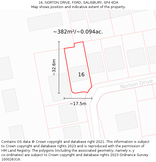 16, NORTON DRIVE, FORD, SALISBURY, SP4 6DA: Plot and title map