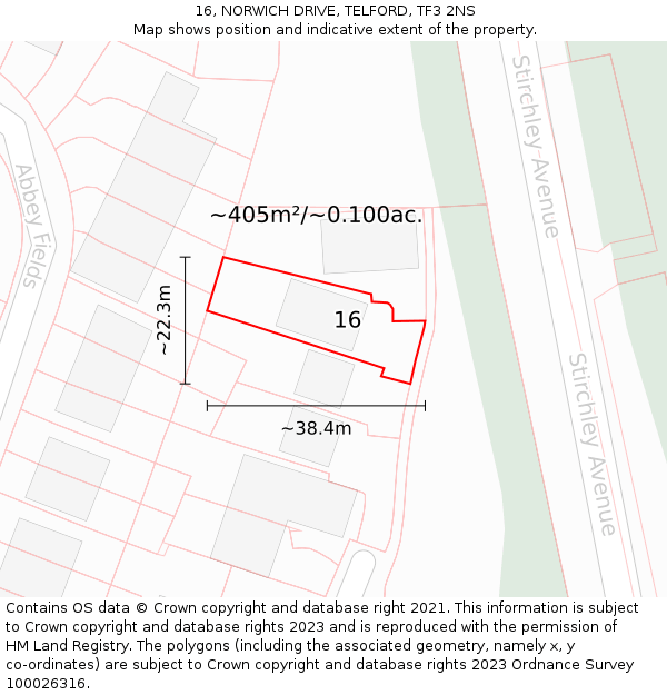 16, NORWICH DRIVE, TELFORD, TF3 2NS: Plot and title map