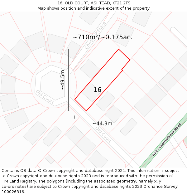 16, OLD COURT, ASHTEAD, KT21 2TS: Plot and title map