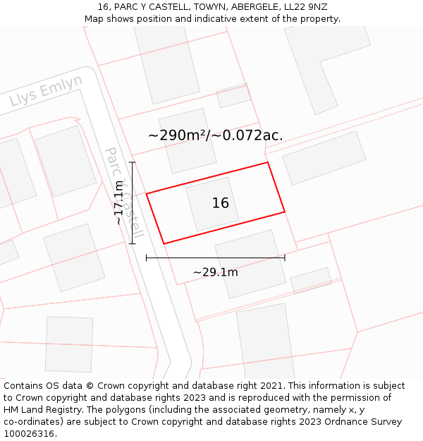 16, PARC Y CASTELL, TOWYN, ABERGELE, LL22 9NZ: Plot and title map