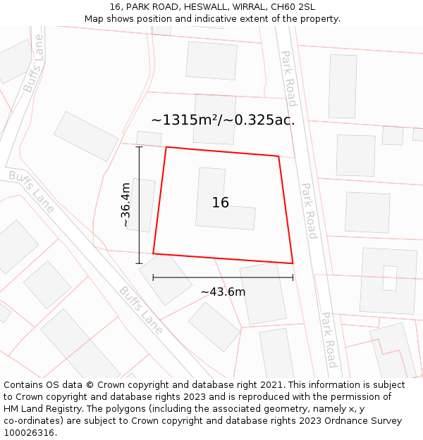 16, PARK ROAD, HESWALL, WIRRAL, CH60 2SL: Plot and title map