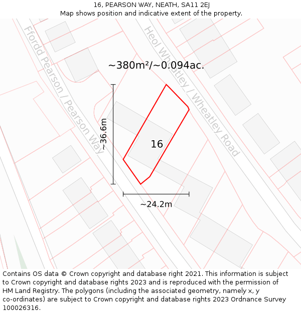 16, PEARSON WAY, NEATH, SA11 2EJ: Plot and title map