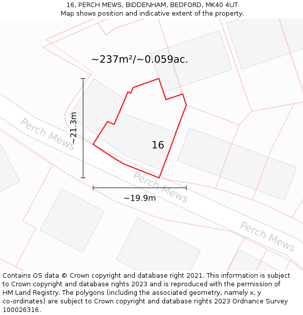 16, PERCH MEWS, BIDDENHAM, BEDFORD, MK40 4UT: Plot and title map