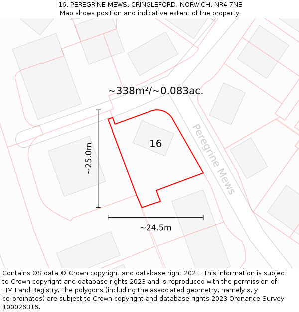 16, PEREGRINE MEWS, CRINGLEFORD, NORWICH, NR4 7NB: Plot and title map