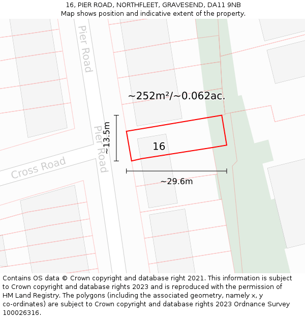 16, PIER ROAD, NORTHFLEET, GRAVESEND, DA11 9NB: Plot and title map