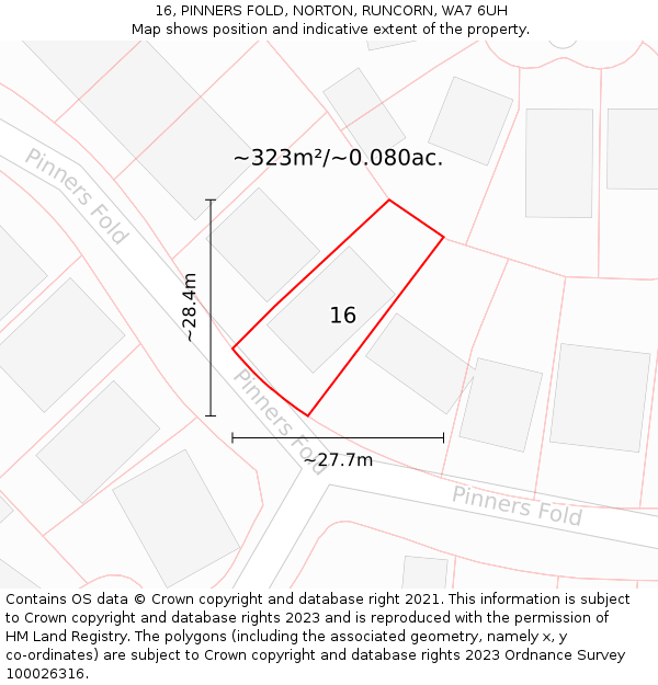 16, PINNERS FOLD, NORTON, RUNCORN, WA7 6UH: Plot and title map