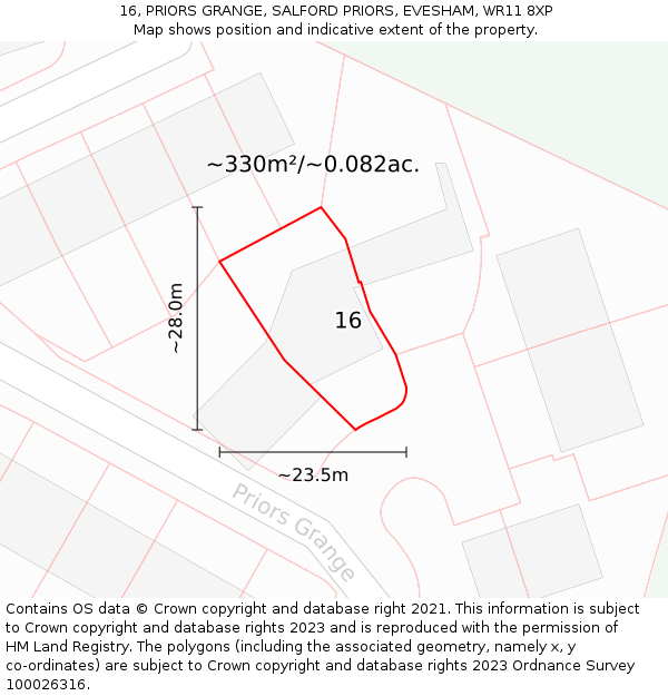 16, PRIORS GRANGE, SALFORD PRIORS, EVESHAM, WR11 8XP: Plot and title map