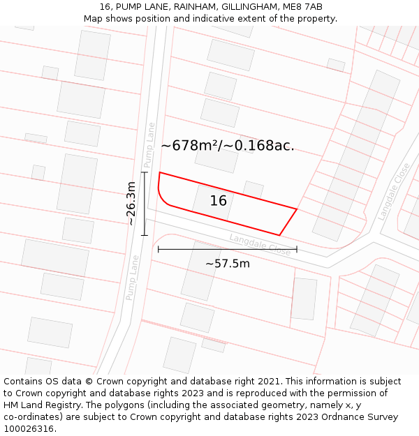 16, PUMP LANE, RAINHAM, GILLINGHAM, ME8 7AB: Plot and title map
