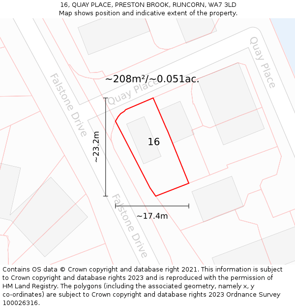 16, QUAY PLACE, PRESTON BROOK, RUNCORN, WA7 3LD: Plot and title map