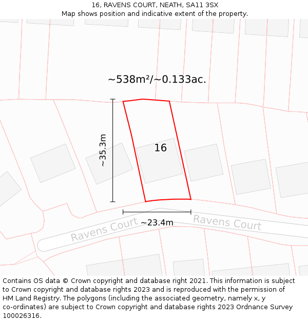 16, RAVENS COURT, NEATH, SA11 3SX: Plot and title map