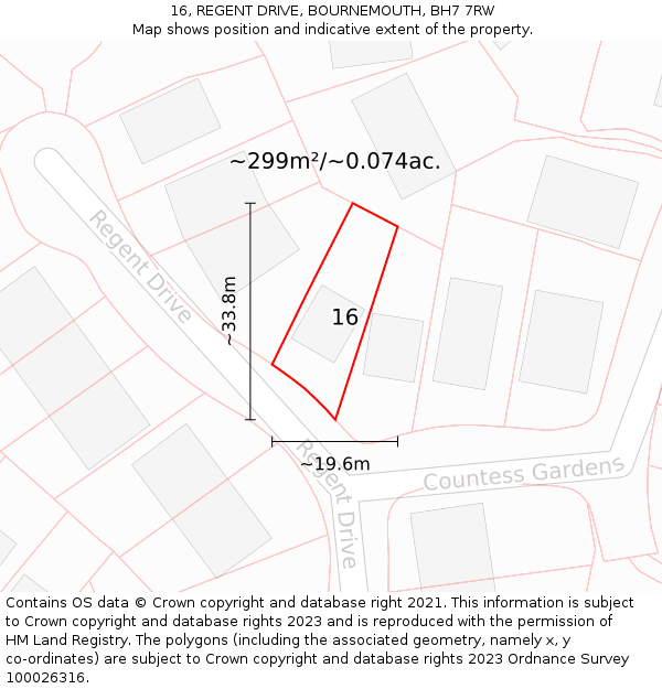 16, REGENT DRIVE, BOURNEMOUTH, BH7 7RW: Plot and title map