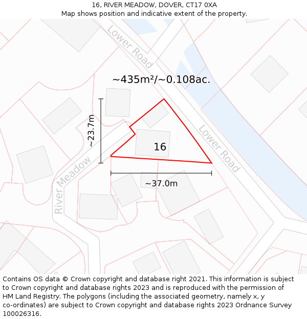 16, RIVER MEADOW, DOVER, CT17 0XA: Plot and title map