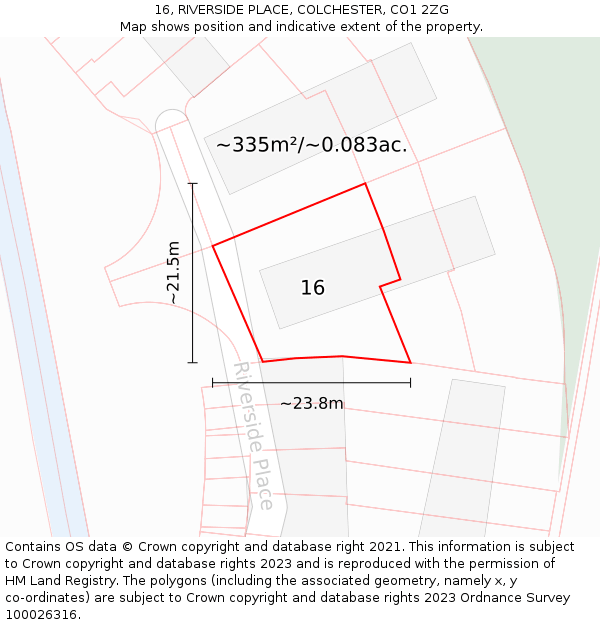 16, RIVERSIDE PLACE, COLCHESTER, CO1 2ZG: Plot and title map