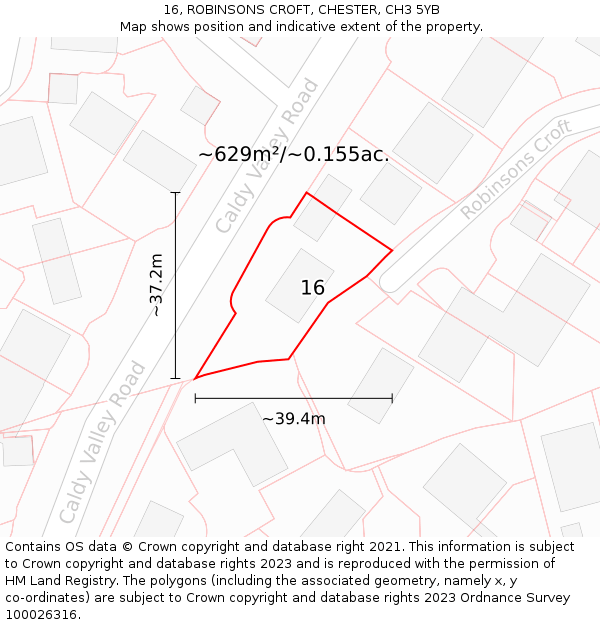 16, ROBINSONS CROFT, CHESTER, CH3 5YB: Plot and title map
