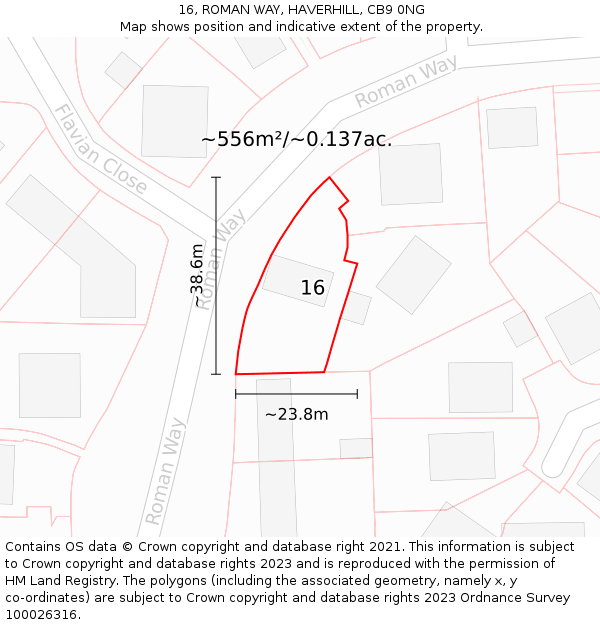 16, ROMAN WAY, HAVERHILL, CB9 0NG: Plot and title map
