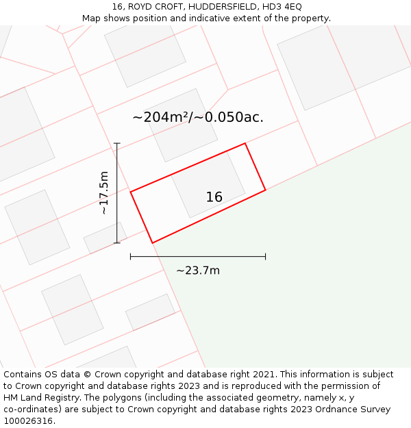 16, ROYD CROFT, HUDDERSFIELD, HD3 4EQ: Plot and title map