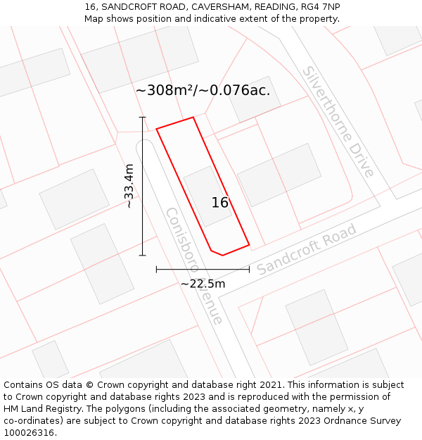 16, SANDCROFT ROAD, CAVERSHAM, READING, RG4 7NP: Plot and title map