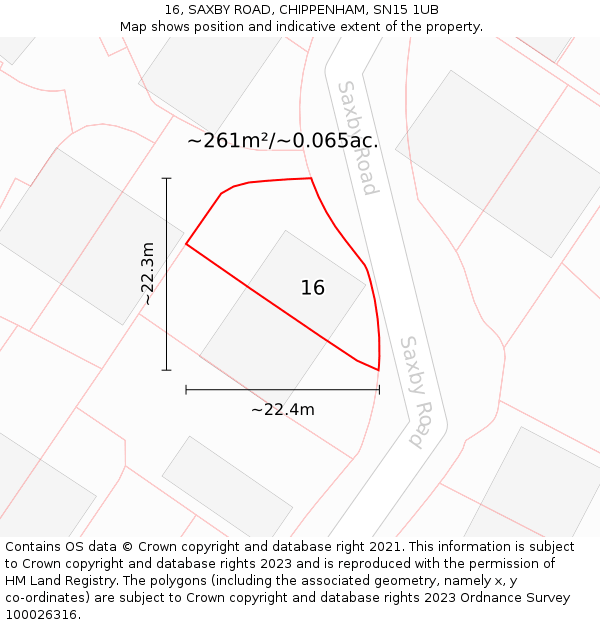 16, SAXBY ROAD, CHIPPENHAM, SN15 1UB: Plot and title map