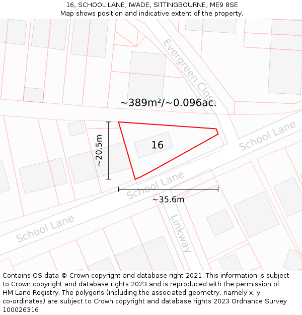 16, SCHOOL LANE, IWADE, SITTINGBOURNE, ME9 8SE: Plot and title map