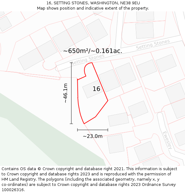 16, SETTING STONES, WASHINGTON, NE38 9EU: Plot and title map
