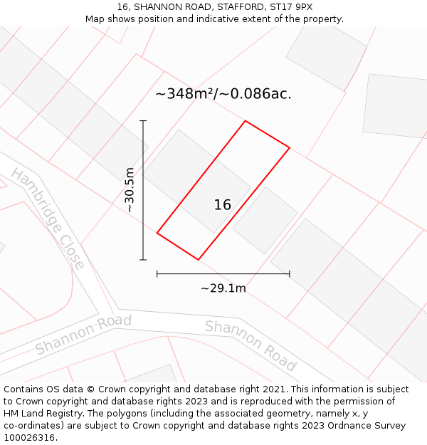 16, SHANNON ROAD, STAFFORD, ST17 9PX: Plot and title map