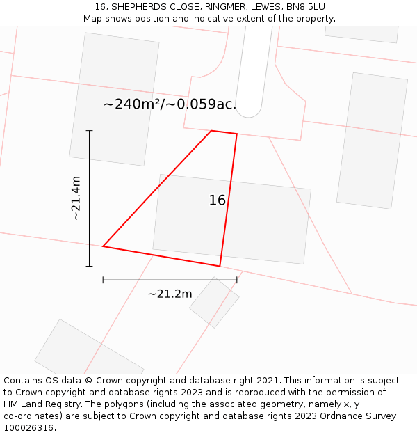16, SHEPHERDS CLOSE, RINGMER, LEWES, BN8 5LU: Plot and title map