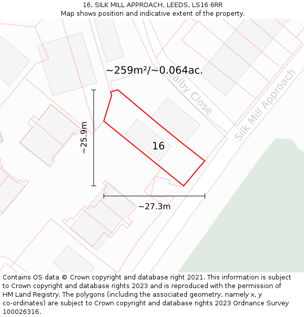 16, SILK MILL APPROACH, LEEDS, LS16 6RR: Plot and title map