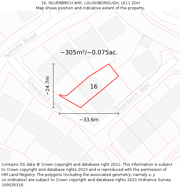 16, SILVERBIRCH WAY, LOUGHBOROUGH, LE11 2DH: Plot and title map