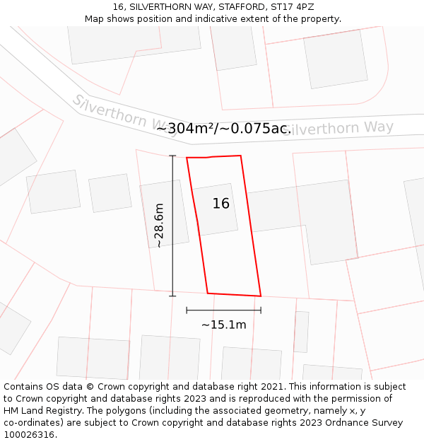 16, SILVERTHORN WAY, STAFFORD, ST17 4PZ: Plot and title map