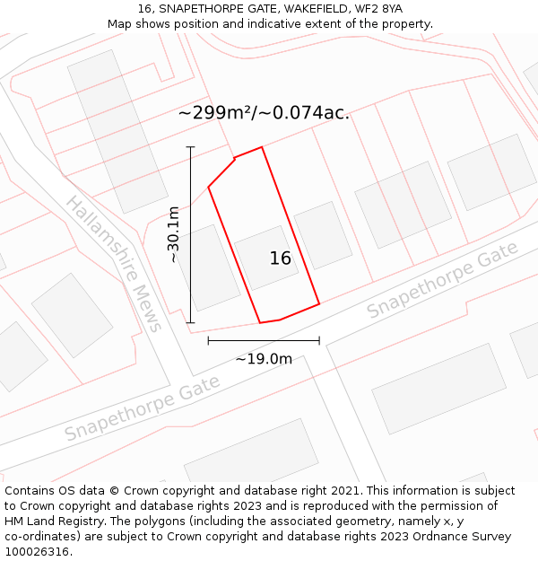 16, SNAPETHORPE GATE, WAKEFIELD, WF2 8YA: Plot and title map