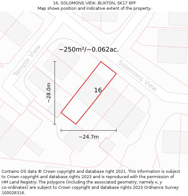 16, SOLOMONS VIEW, BUXTON, SK17 6PF: Plot and title map