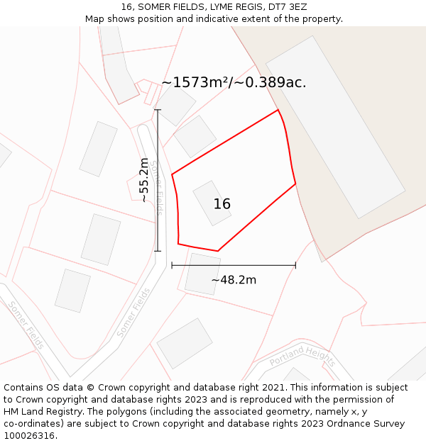 16, SOMER FIELDS, LYME REGIS, DT7 3EZ: Plot and title map