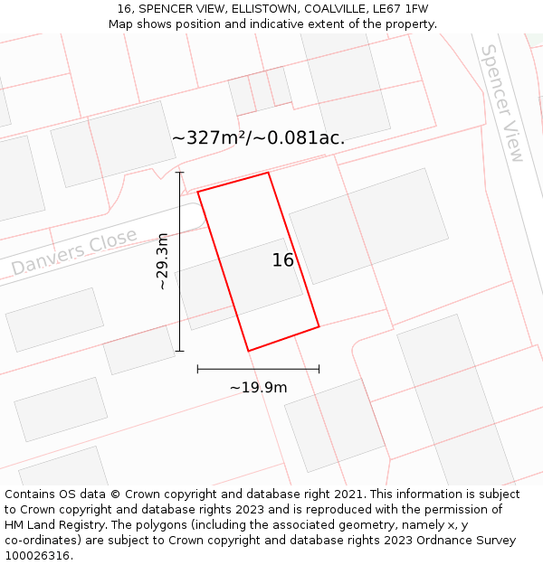 16, SPENCER VIEW, ELLISTOWN, COALVILLE, LE67 1FW: Plot and title map
