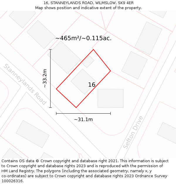 16, STANNEYLANDS ROAD, WILMSLOW, SK9 4ER: Plot and title map
