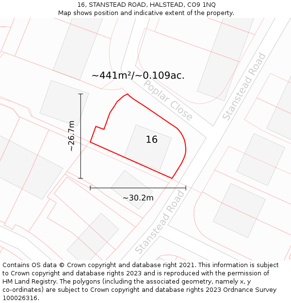 16, STANSTEAD ROAD, HALSTEAD, CO9 1NQ: Plot and title map
