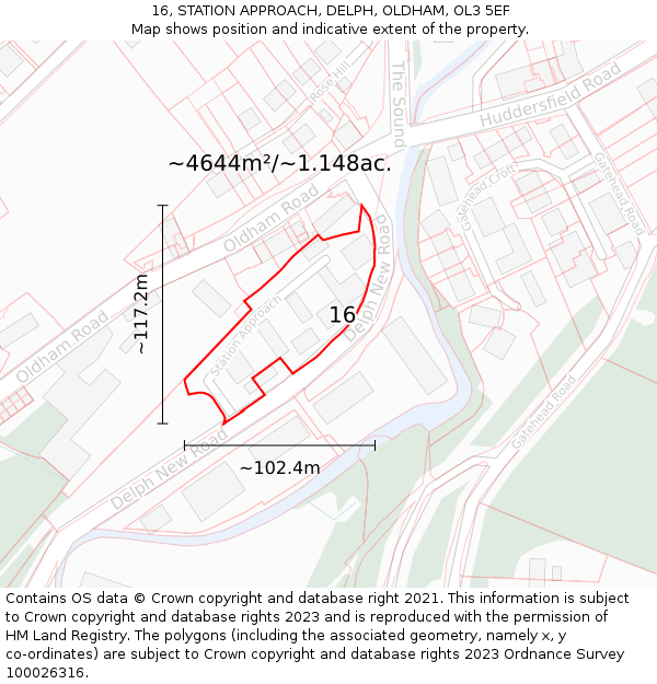 16, STATION APPROACH, DELPH, OLDHAM, OL3 5EF: Plot and title map