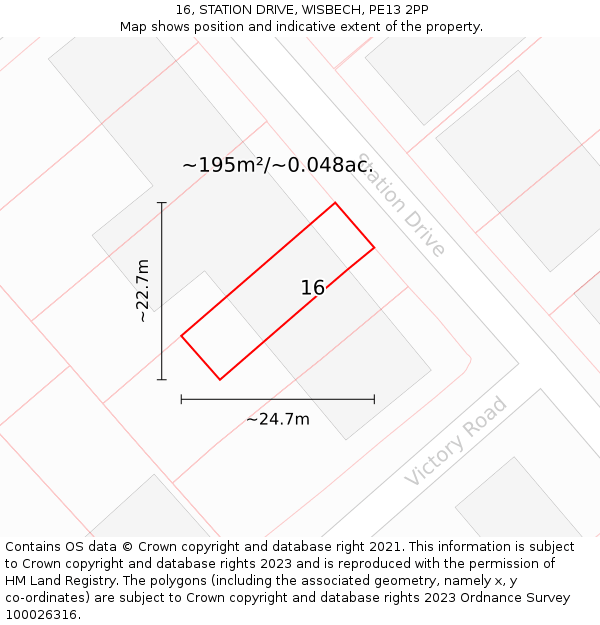 16, STATION DRIVE, WISBECH, PE13 2PP: Plot and title map