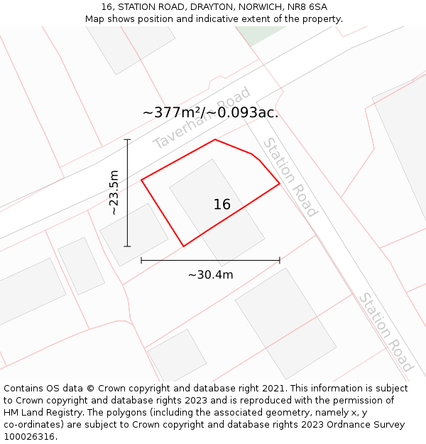 16, STATION ROAD, DRAYTON, NORWICH, NR8 6SA: Plot and title map