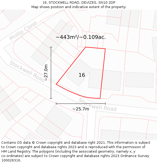 16, STOCKWELL ROAD, DEVIZES, SN10 2DP: Plot and title map