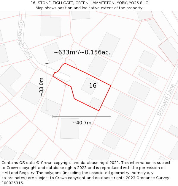 16, STONELEIGH GATE, GREEN HAMMERTON, YORK, YO26 8HG: Plot and title map