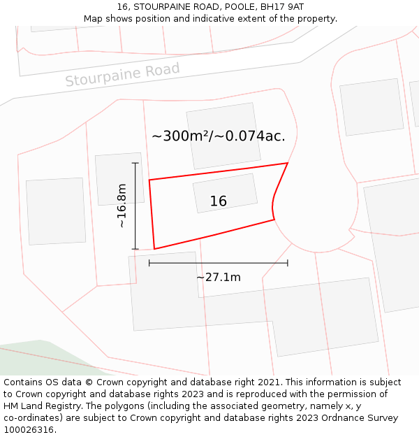16, STOURPAINE ROAD, POOLE, BH17 9AT: Plot and title map