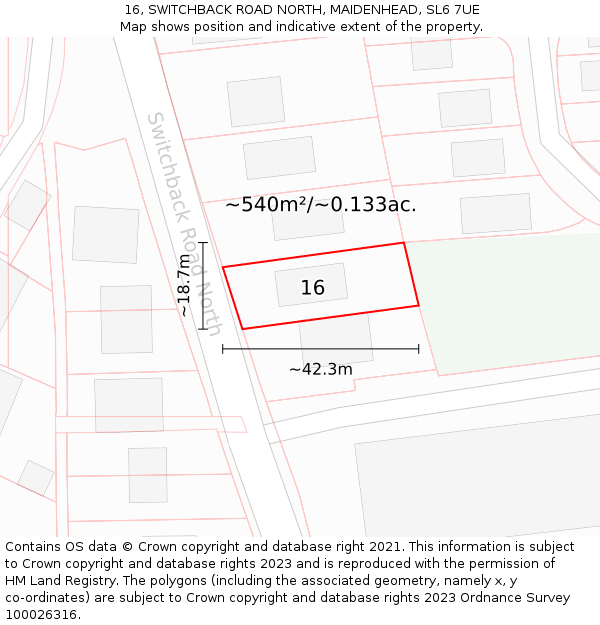16, SWITCHBACK ROAD NORTH, MAIDENHEAD, SL6 7UE: Plot and title map