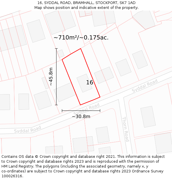 16, SYDDAL ROAD, BRAMHALL, STOCKPORT, SK7 1AD: Plot and title map