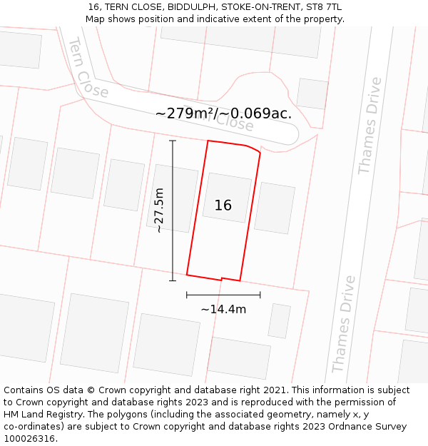 16, TERN CLOSE, BIDDULPH, STOKE-ON-TRENT, ST8 7TL: Plot and title map