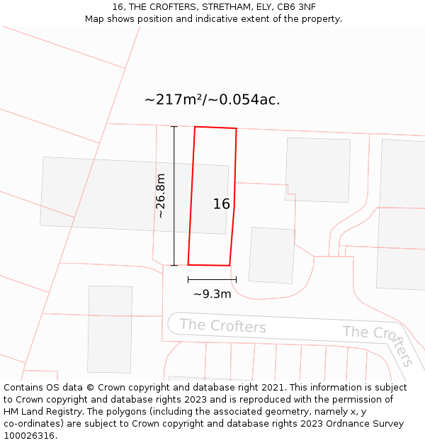 16, THE CROFTERS, STRETHAM, ELY, CB6 3NF: Plot and title map